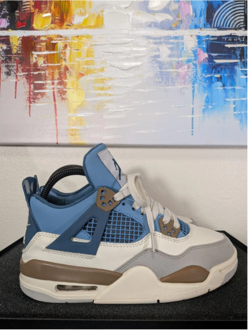 Nike Air Jordan 4 Shoes Womens Size 6.5 Blue Tan Colorblock Sneakers DH6927-111